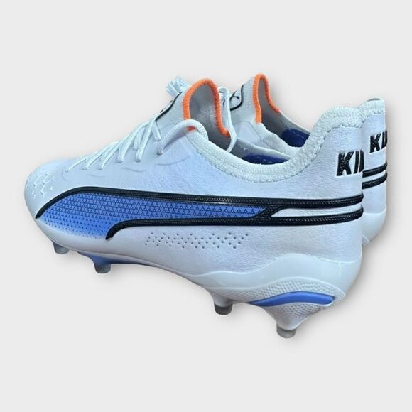 Puma King Ultimate Fg/Ag White Blue Soccer Cleats Womens size 8 107262-01 New - Picture 4 of 10